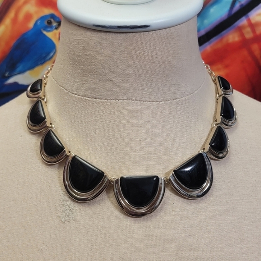 Talbots Black Enamel on Silver Tone Petals
